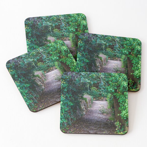 Item preview, Secluded Ivy-Covered Garden Pathway Framed by Stone Walls and Lush Green Archway designed and sold by Nmallia.