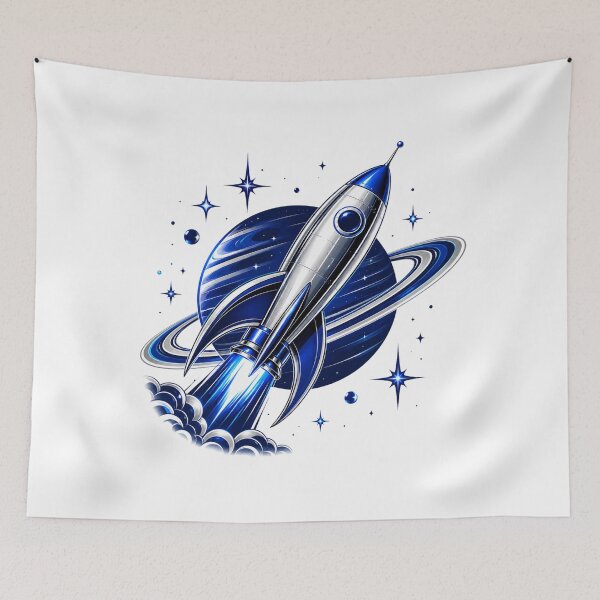 Item preview, Rocket Ship Blast Off & Ringed Planet designed and sold by Piising.