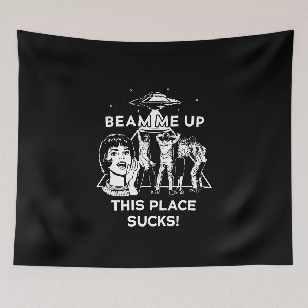 Item preview, Beam Me Up This Place Sucks Retro UFO designed and sold by bacababerry.
