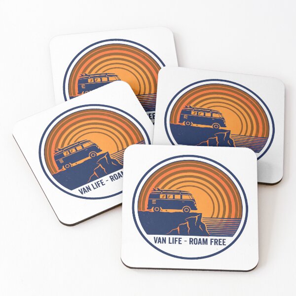 Item preview, Van Life Roam Free Retro Camper Van Surf Badge designed and sold by LoliDesignShop.