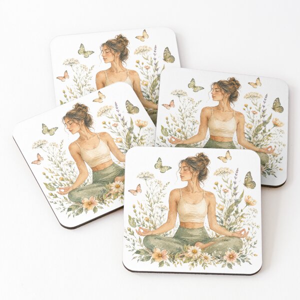 Item preview, Meditating Woman Wildflowers & Butterflies designed and sold by Piising.