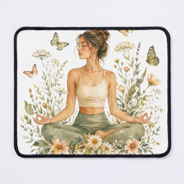 Item preview, Meditating Woman Wildflowers & Butterflies designed and sold by Piising.