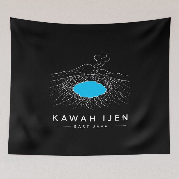 Item preview, Kawah Ijen East Java Travel Art | Blue Fire Volcano Illustration designed and sold by AMICO77.