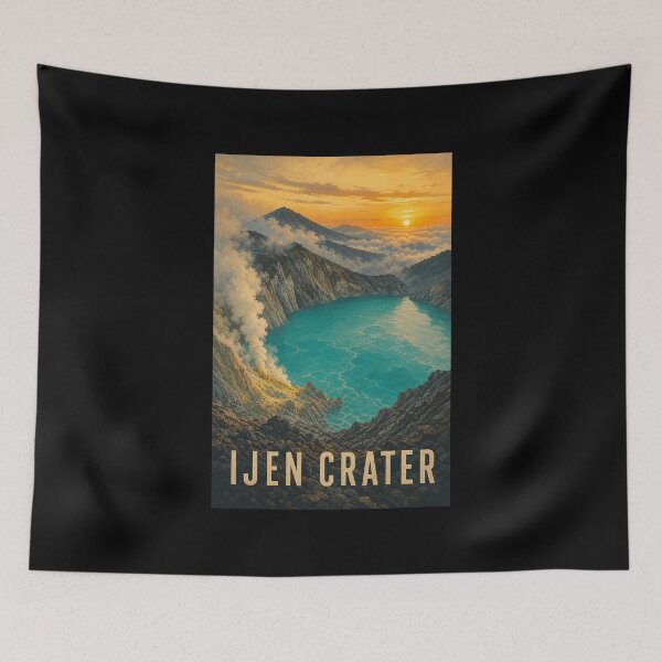 Item preview, Kawah Ijen East Java Travel Art | Blue Fire Volcano Illustration designed and sold by AMICO77.