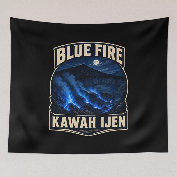 Item preview, Kawah Ijen East Java Travel Art | Blue Fire Volcano Illustration designed and sold by AMICO77.