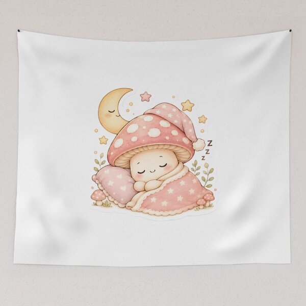 Item preview, Sleepy Mushroom Under Moonlight | Cute Cottagecore Sticker designed and sold by BLOOMVELLE.