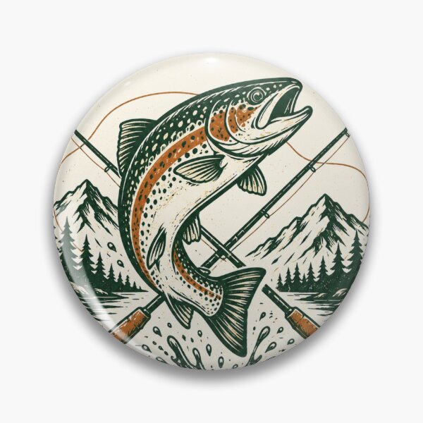 Item preview,  Fishing Trout & Mountain Wilderness Emblem designed and sold by Piising.