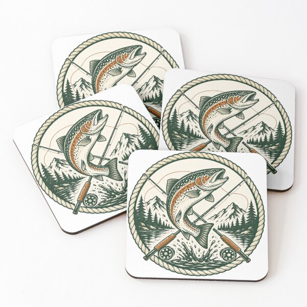 Item preview,  Fishing Trout & Mountain Wilderness Emblem designed and sold by Piising.