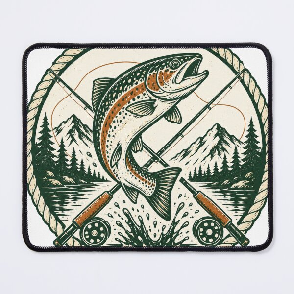 Item preview, Fishing Trout & Mountain Wilderness Emblem designed and sold by Piising.