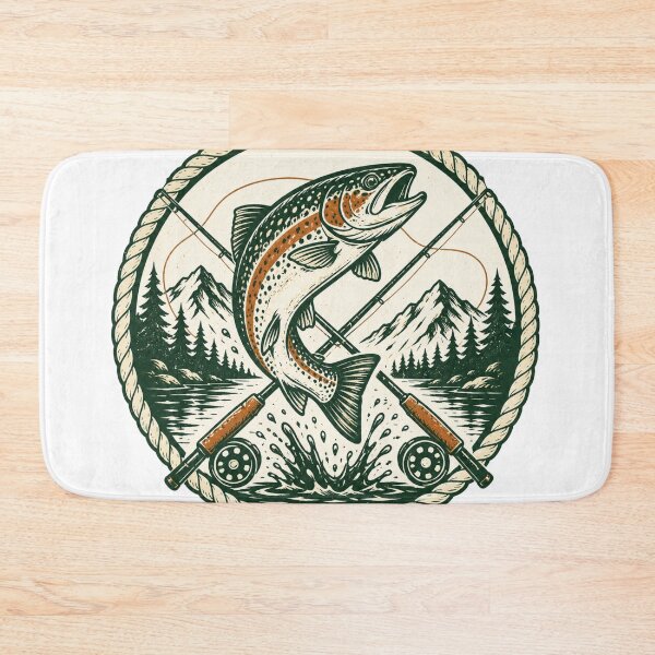 Item preview,  Fishing Trout & Mountain Wilderness Emblem designed and sold by Piising.