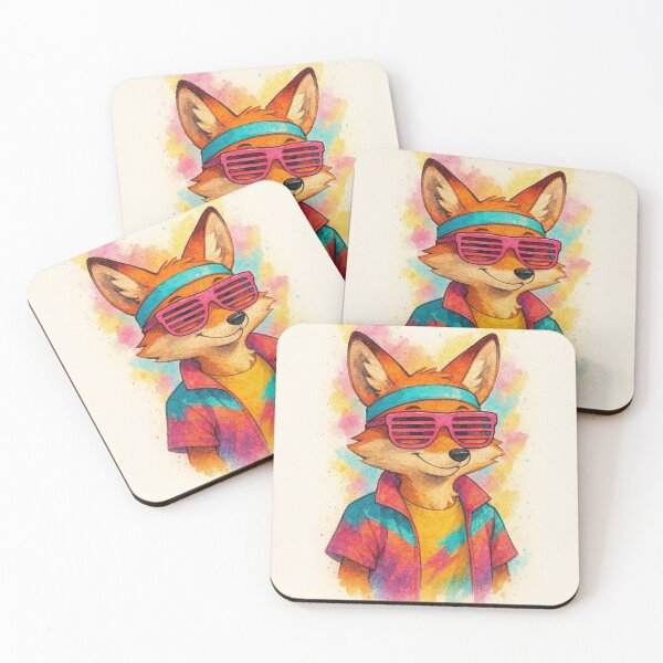 Item preview, Retro 80s Cool Fox Watercolor Illustration designed and sold by BigBlueArt.