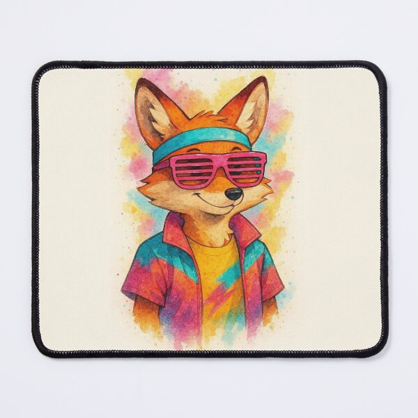 Item preview, Retro 80s Cool Fox Watercolor Illustration designed and sold by BigBlueArt.