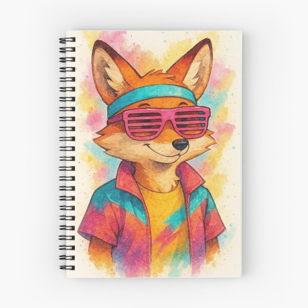 Item preview, Retro 80s Cool Fox Watercolor Illustration designed and sold by BigBlueArt.