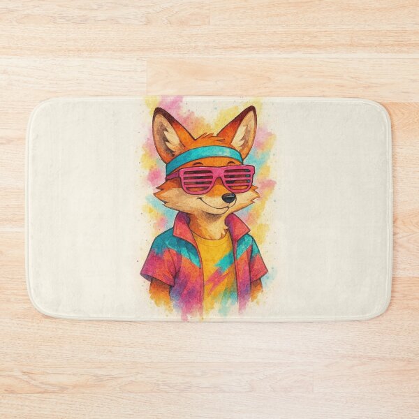 Item preview, Retro 80s Cool Fox Watercolor Illustration designed and sold by BigBlueArt.