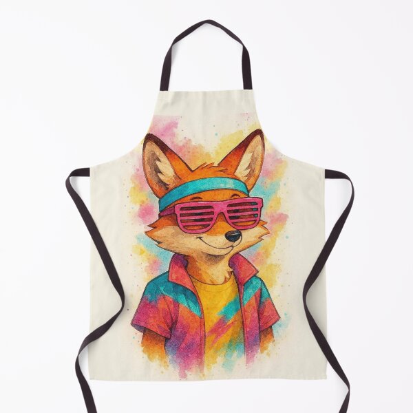 Item preview, Retro 80s Cool Fox Watercolor Illustration designed and sold by BigBlueArt.