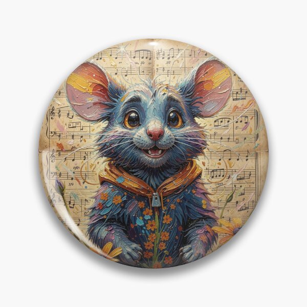 Artikelvorschau, Painterly Blue Mouse Character with Floral Symbolism and Vintage Music Flow entworfen und verkauft von FotoworldEdel.