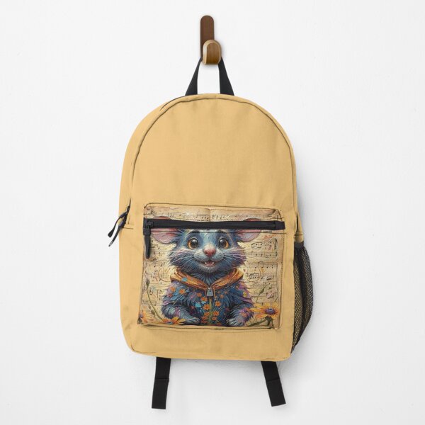 Item preview, Painterly Blue Mouse Character with Floral Symbolism and Vintage Music Flow designed and sold by FotoworldEdel.