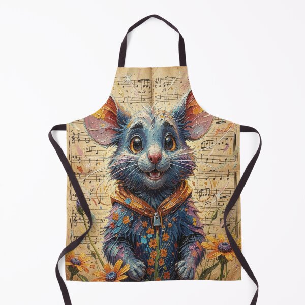 Artikelvorschau, Painterly Blue Mouse Character with Floral Symbolism and Vintage Music Flow entworfen und verkauft von FotoworldEdel.