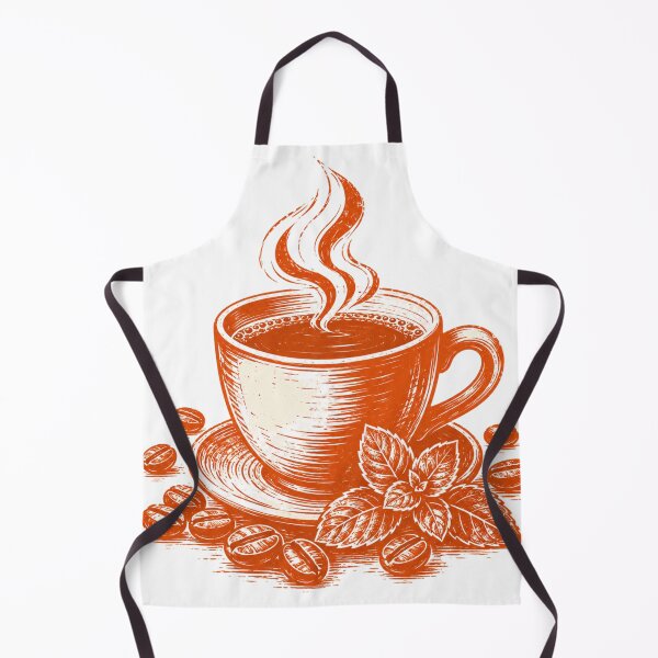 Item preview, Terracotta Coffee Cup & Beans Woodcut designed and sold by Piising.
