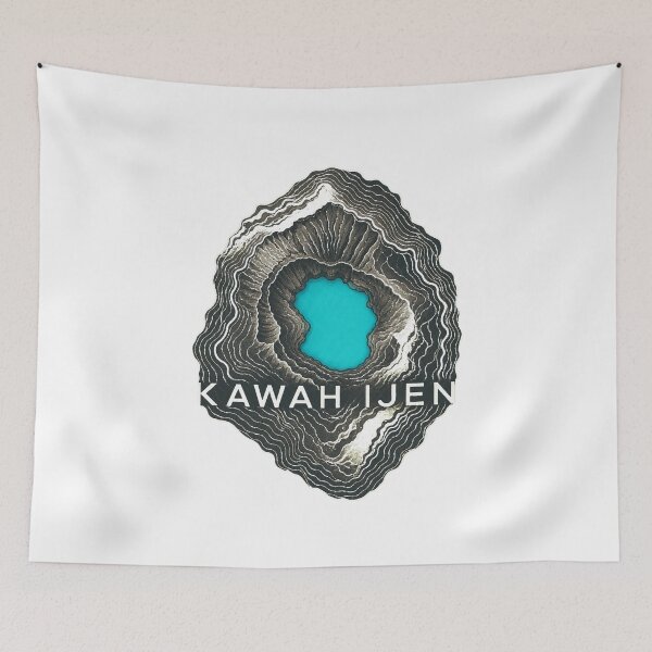 Item preview, Kawah Ijen East Java Travel Art | Blue Fire Volcano Illustration designed and sold by AMICO77.