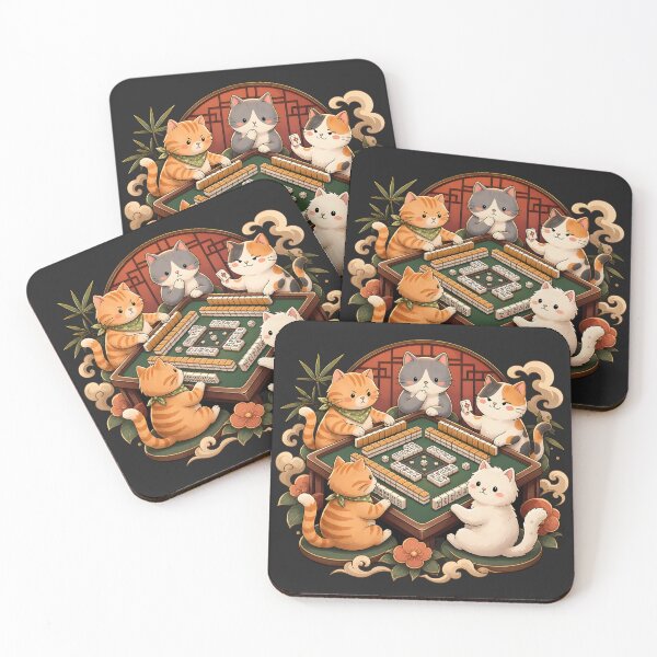 Item preview, Kawaii Cats Playing Mahjong designed and sold by legendaryskins.