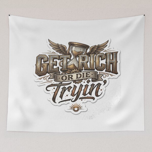 Item preview, Get Rich or Die Trying Vintage Hustle Motivation Sticker designed and sold by MAStrends.