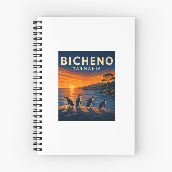 Item preview, Bicheno Tasmania Travel Art | Little Penguins and Coastal Illustration designed and sold by AMICO77.
