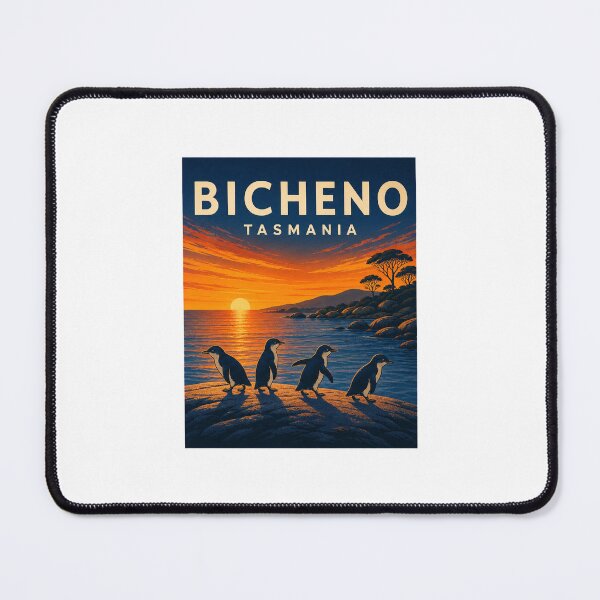 Item preview, Bicheno Tasmania Travel Art | Little Penguins and Coastal Illustration designed and sold by AMICO77.