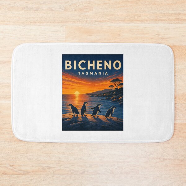 Item preview, Bicheno Tasmania Travel Art | Little Penguins and Coastal Illustration designed and sold by AMICO77.