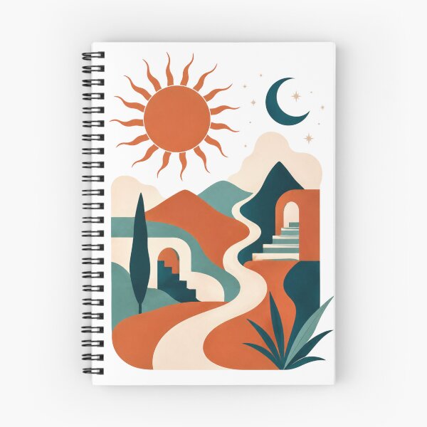Item preview, Boho Terracotta Sun & Moon Abstract Landscape designed and sold by Piising.