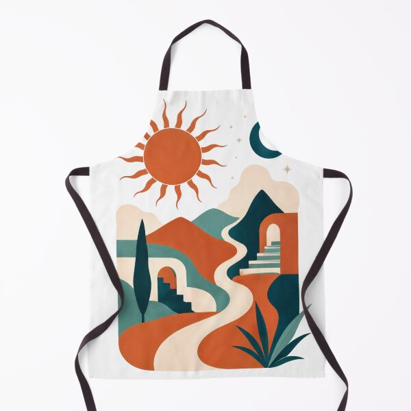 Item preview, Boho Terracotta Sun & Moon Abstract Landscape designed and sold by Piising.