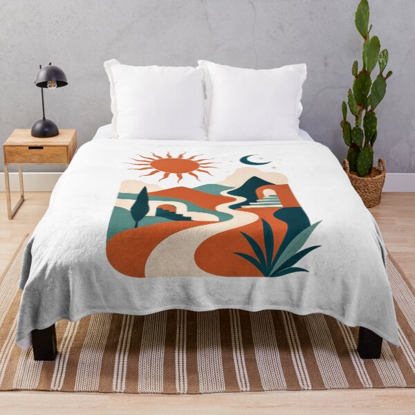 Item preview, Boho Terracotta Sun & Moon Abstract Landscape designed and sold by Piising.