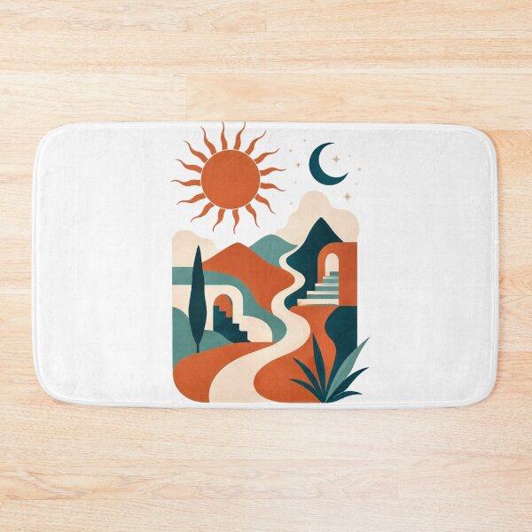 Item preview, Boho Terracotta Sun & Moon Abstract Landscape designed and sold by Piising.