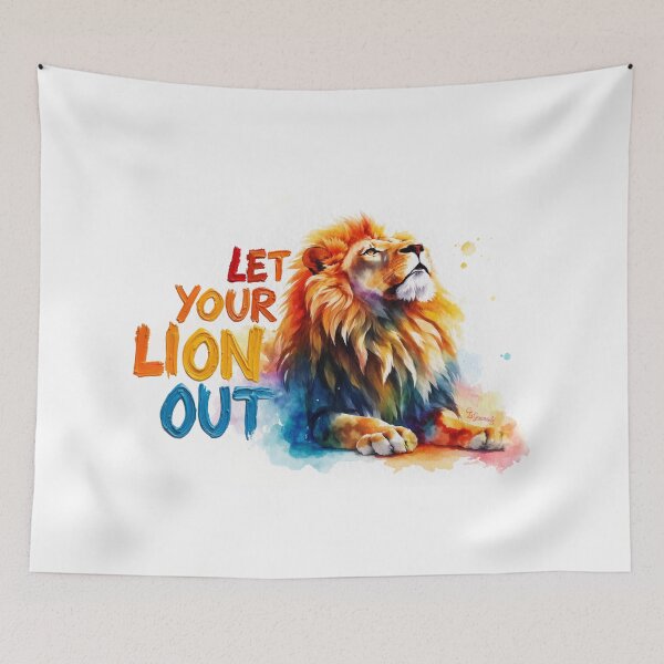 Item preview, LET YOUR LION OUT - A burst of energy and color - Lion Spirit Empowering Art  designed and sold by Greenwald Gallery.