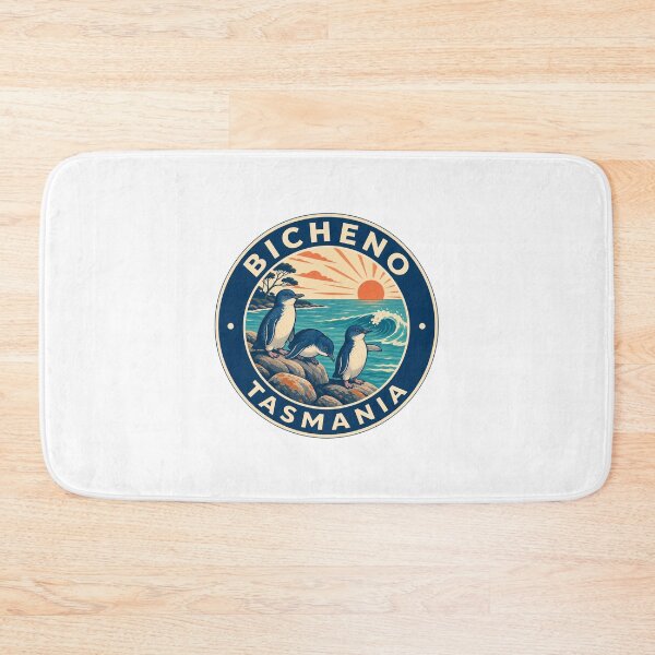 Item preview, Bicheno Tasmania Travel Art | Little Penguins and Coastal Illustration designed and sold by AMICO77.