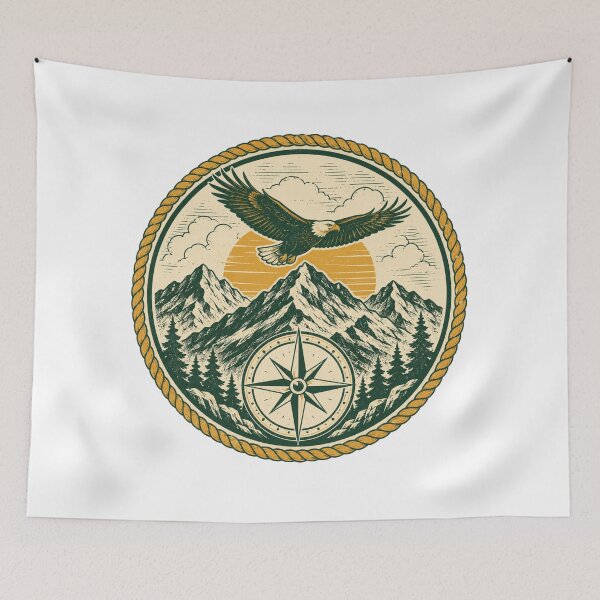 Item preview, Wilderness Eagle Mountain & Compass Emblem designed and sold by Piising.