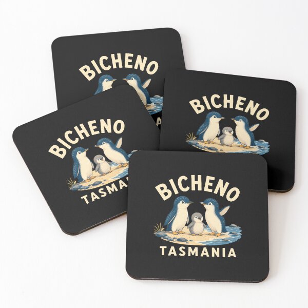Item preview, Bicheno Tasmania Travel Art | Little Penguins and Coastal Illustration designed and sold by AMICO77.