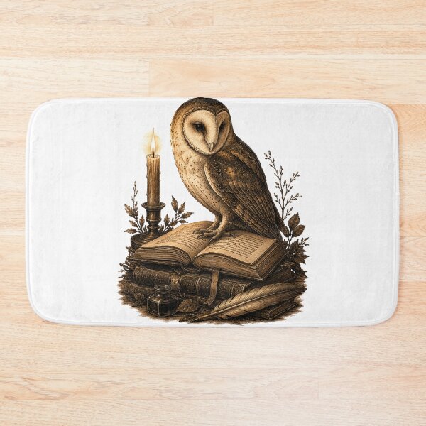 Item preview, Vintage Barn Owl on Antique Books & Candle Sketch  designed and sold by Piising.