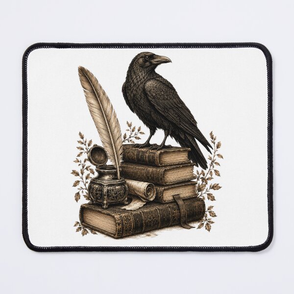 Item preview, Vintage Raven with Quill & Antique Books Sketch designed and sold by Piising.
