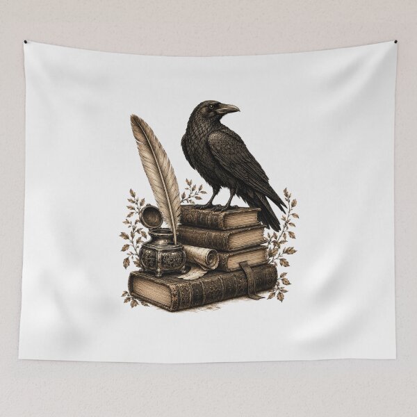 Item preview, Vintage Raven with Quill & Antique Books Sketch designed and sold by Piising.