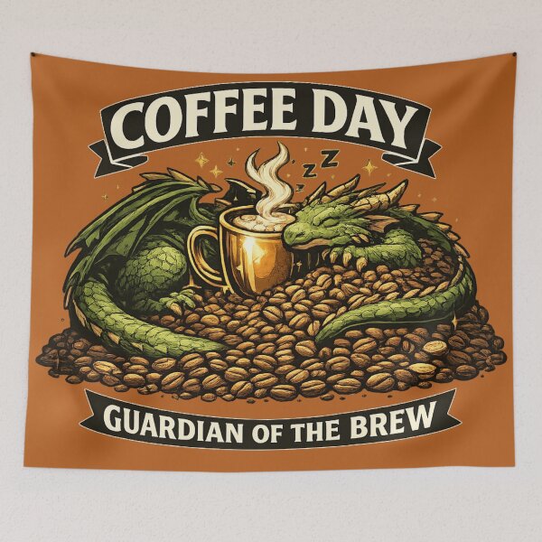 Item preview, Coffee Day Guardian of the Brew | Sleeping Dragon Coffee Lover Fantasy Design designed and sold by irfanshikh.