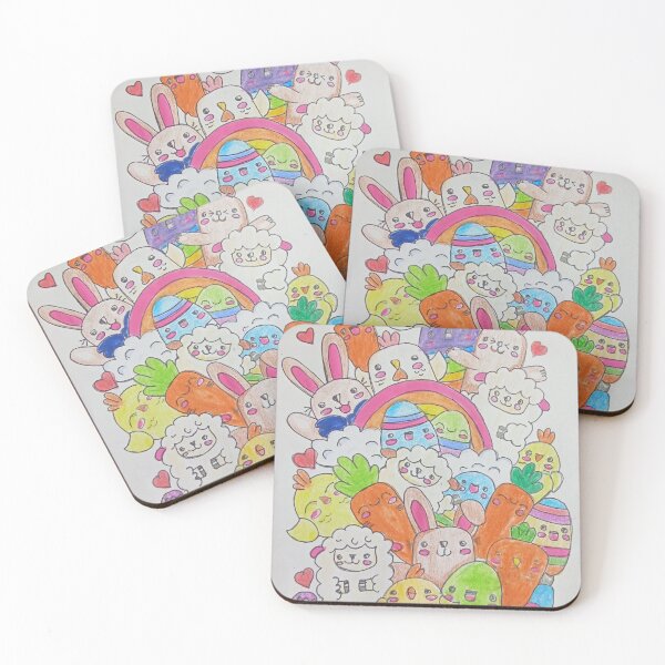 Item preview, Cute Easter Bunny & Friends Kawaii Doodle designed and sold by artbucketstudio .