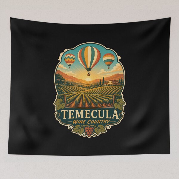 Item preview, Temecula California Wine Country | Hot Air Balloon and Vineyard Art designed and sold by AMICO77.