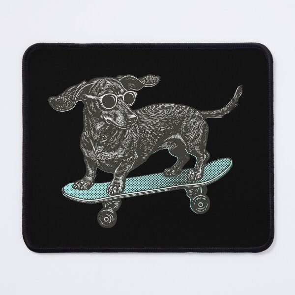 Item preview, Skateboarding Dachshund Vintage Linocut For Skaters And Dog Owners designed and sold by roarsomethings.