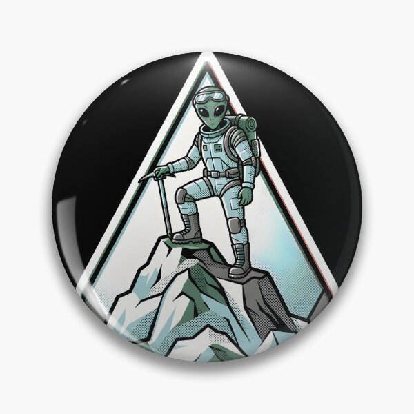 Artikelvorschau, Alien Mountaineer Peak Summit Retro Adventure Grafik entworfen und verkauft von DuckOddity.