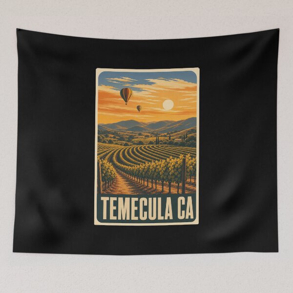Item preview, Temecula California Wine Country | Hot Air Balloon and Vineyard Art designed and sold by AMICO77.
