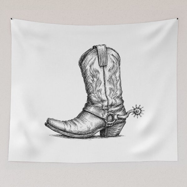 Item preview, Vintage Cowboy Boot Hand-Drawn Ink Sketch designed and sold by Piising.