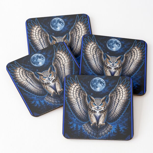 Item preview, Mystical Owl with Outstretched Wings Blue Full Moon  designed and sold by Witch Joseph.