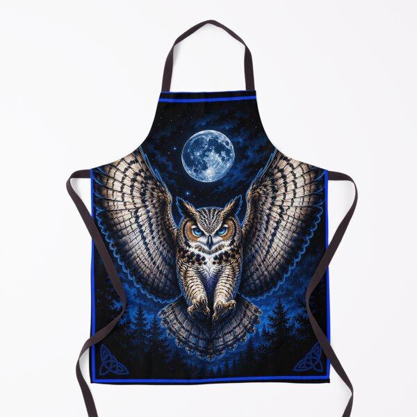 Item preview, Mystical Owl with Outstretched Wings Blue Full Moon designed and sold by Witch Joseph.