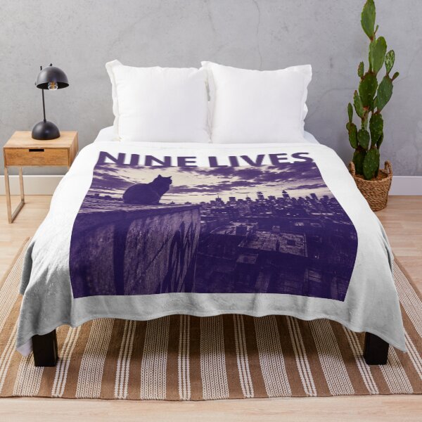 Item preview, Nine Lives Vintage Purple Cat City Skyline Retro designed and sold by Piising.